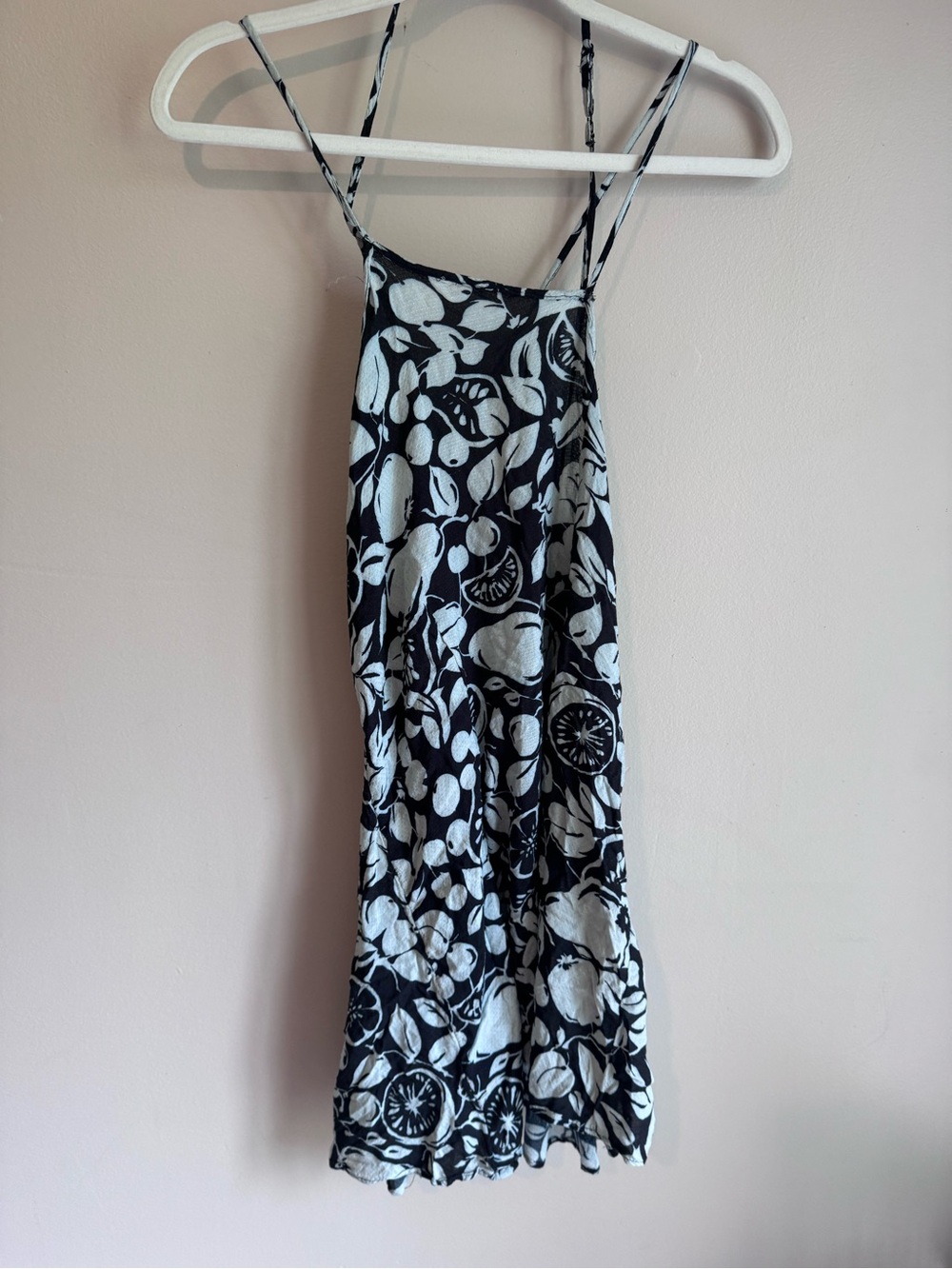 Anthropologie Sheer Mini Fruit Floral Dress Black White Strappy M $98 - Picture 2 of 8
